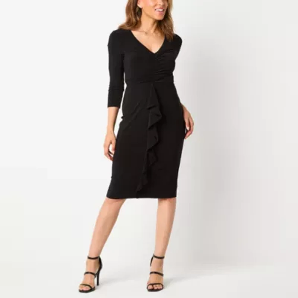 Jessica Howard Womens 3/4 Sleeve Sheath Dress