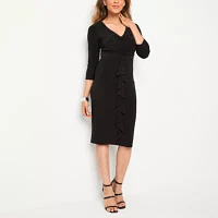 Jessica Howard Womens 3/4 Sleeve Sheath Dress