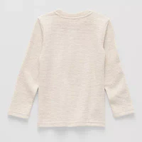 Okie Dokie Toddler & Little Boys Textured Knit Crew Neck Long Sleeve T-Shirt