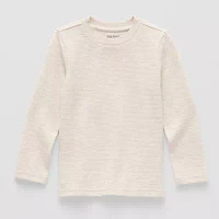 Okie Dokie Toddler & Little Boys Textured Knit Crew Neck Long Sleeve T-Shirt