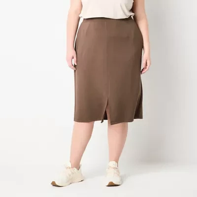 Stylus Womens Midi A-Line Skirt-Plus