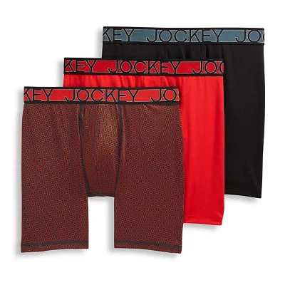 Jockey Active Microfiber Long Leg Mens 3 Pack Boxer Briefs