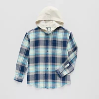 Thereabouts Little & Big Boys Hooded Long Sleeve Button-Down Shirt