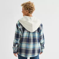 Thereabouts Little & Big Boys Hooded Long Sleeve Button-Down Shirt