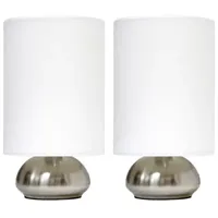 Simple Designs Gemini Colors 2 Pack Mini Touch Table Lamp Set with Fabric Shades