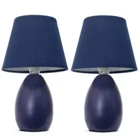 Simple Designs Mini Egg Oval Ceramic Table Lamp 2Pk Set