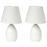 Simple Designs Mini Egg Oval Ceramic Table Lamp 2Pk Set
