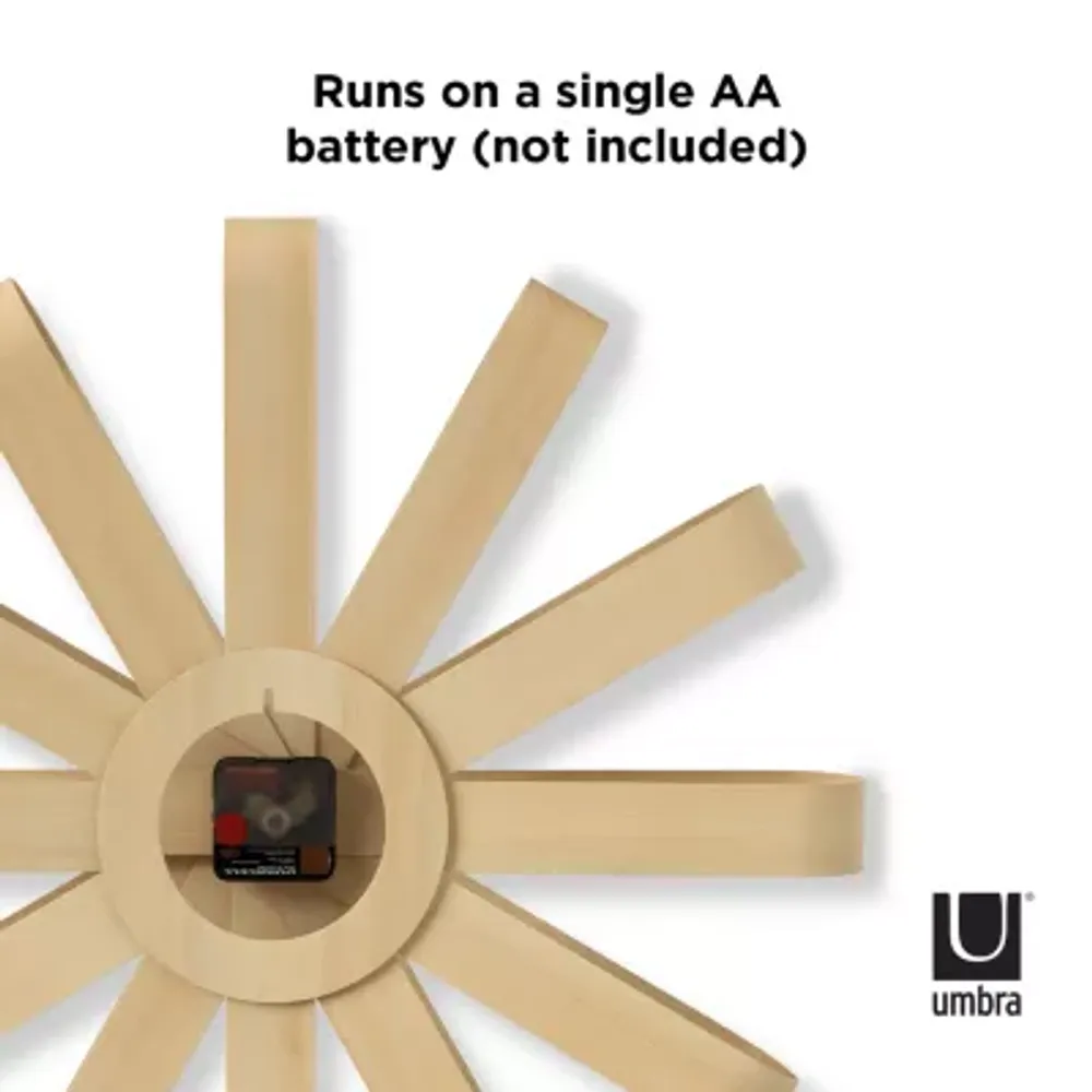Umbra Ribbonwood 20 Inch Natural Silent/Non-Ticking Wall Clock