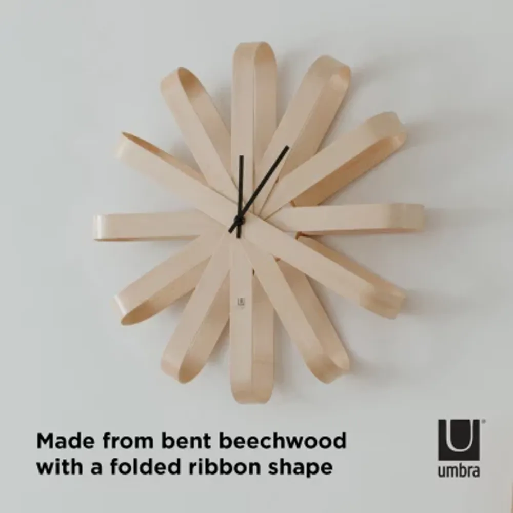 Umbra Ribbonwood 20 Inch Natural Silent/Non-Ticking Wall Clock