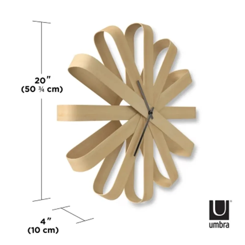 Umbra Ribbonwood 20 Inch Natural Silent/Non-Ticking Wall Clock