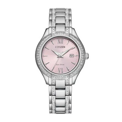 Citizen Silhouette Womens Crystal Accent Silver Tone Stainless Steel Bracelet Watch Fe1230-51x