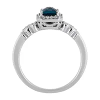 Enchanted Disney Fine Jewelry Womens 1/10 CT. T.W. Genuine Blue Topaz Sterling Silver Cinderella Cocktail Ring