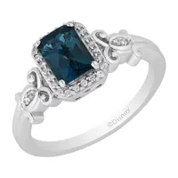 Enchanted Disney Fine Jewelry Womens 1/10 CT. T.W. Genuine Blue Topaz Sterling Silver Cinderella Cocktail Ring