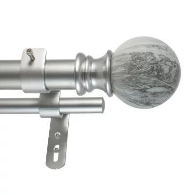 Decopolitan Gray Marble Double Curtain Rod