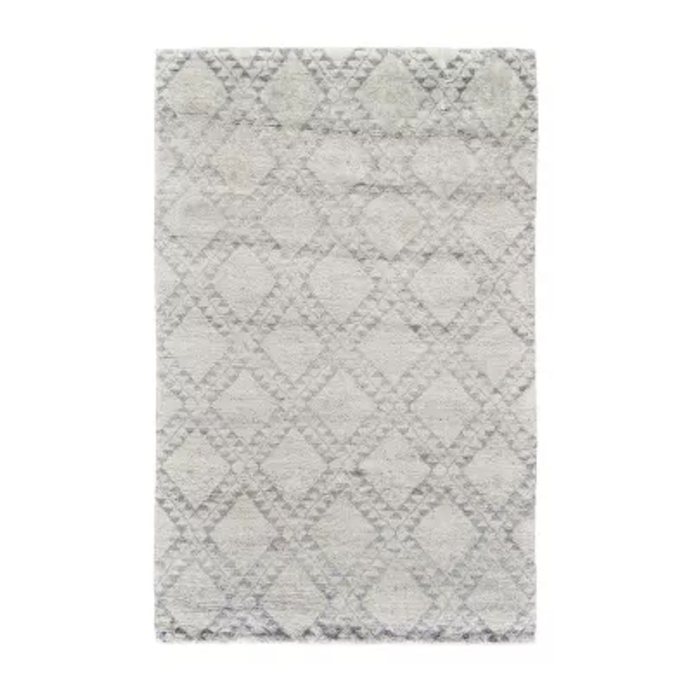 Weave And Wander Bahar Geometric Hand Knotted Indoor Rectangle Area Rug