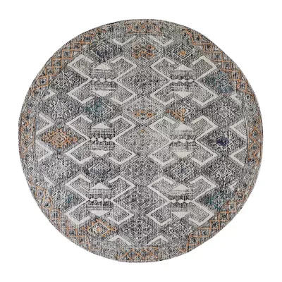 Weave And Wander Binada Geometric Hand Tufted Indoor Round Area Rug