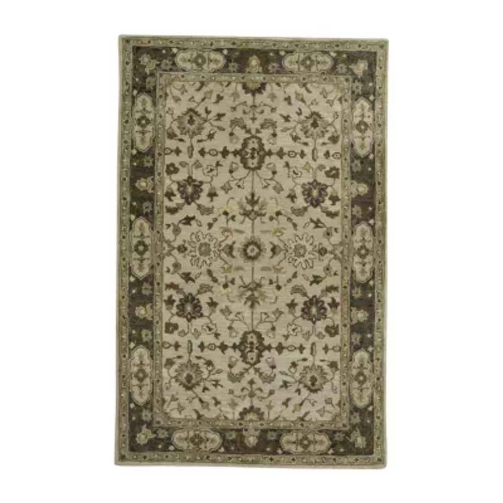 Weave And Wander Botticino Floral Hand Tufted Washable Indoor Rectangle Area Rug