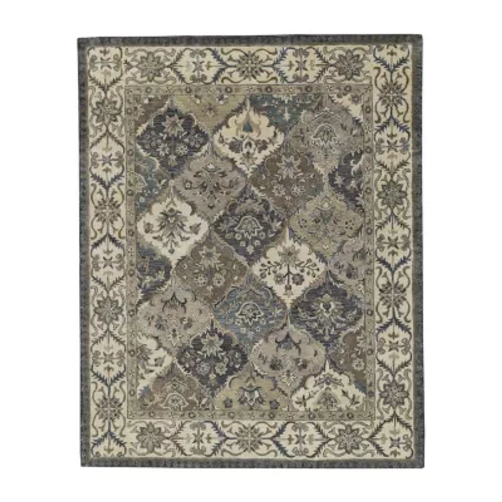 Weave And Wander Botticino Floral Hand Tufted Washable Indoor Rectangle Area Rug