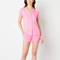 Jaclyn Womens Short Sleeve V-Neck 2-pc. Shorts Pajama Set