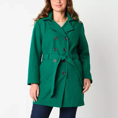 Liz Claiborne Womens Belted Lightweight Softshell Trench Jacket