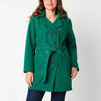 Liz Claiborne Womens Belted Lightweight Softshell Trench Jacket