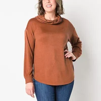 St. John's Bay Womens Cowl Neck Long Sleeve Tunic Top