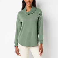 St. John's Bay Womens Cowl Neck Long Sleeve Tunic Top