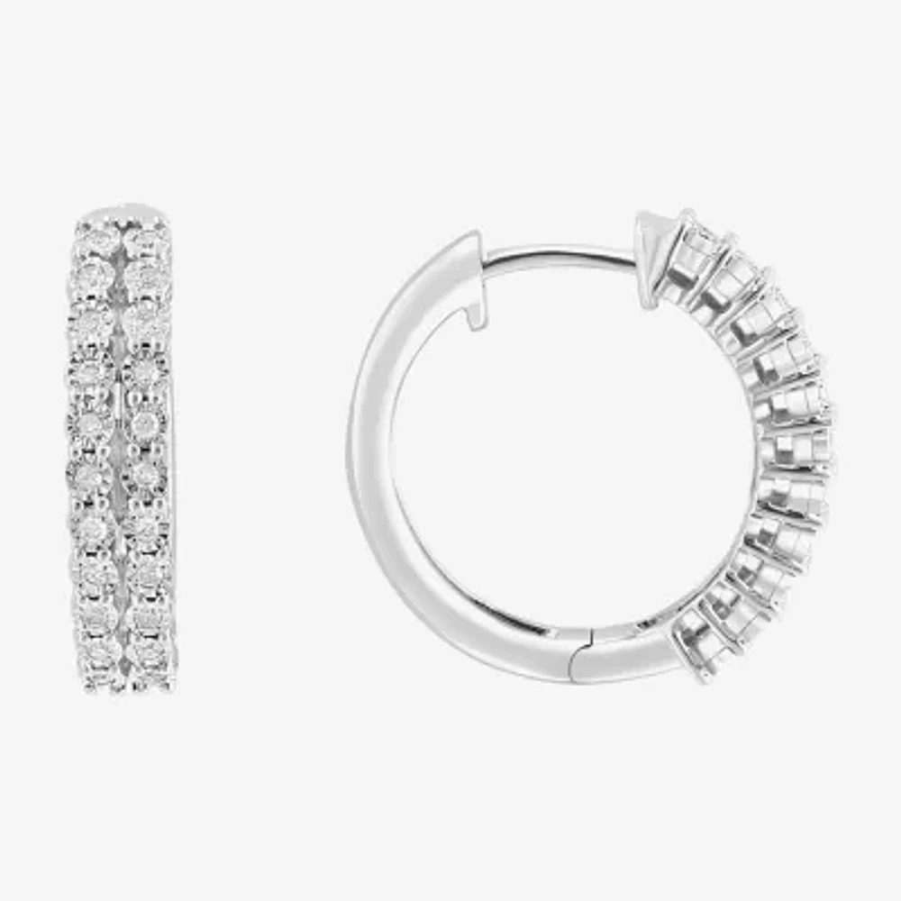 Effy Final Call 1/4 CT. T.W. Natural White Diamond Sterling Silver 19.9mm Hoop Earrings
