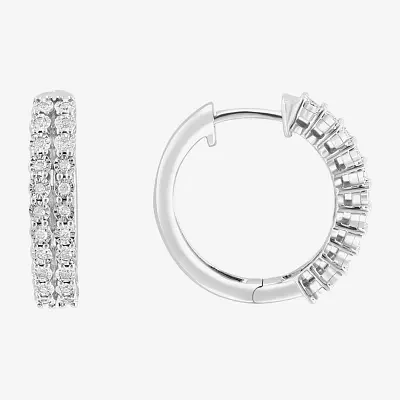Effy Final Call 1/4 CT. T.W. Natural White Diamond Sterling Silver 19.9mm Hoop Earrings