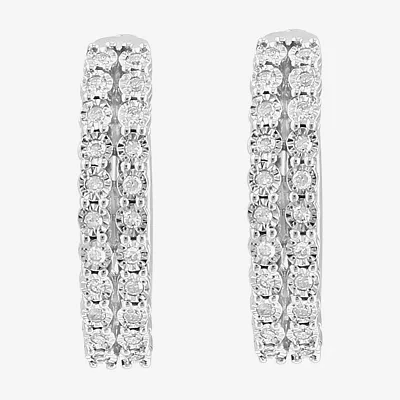 Effy Final Call 1/4 CT. T.W. Natural White Diamond Sterling Silver 19.9mm Hoop Earrings