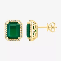 Effy Final Call 1/5 CT. Genuine Green Onyx 14K Gold 11.6mm Stud Earrings