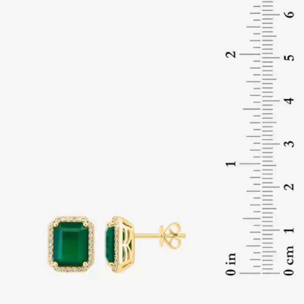 Effy Final Call 1/5 CT. Genuine Green Onyx 14K Gold 11.6mm Stud Earrings