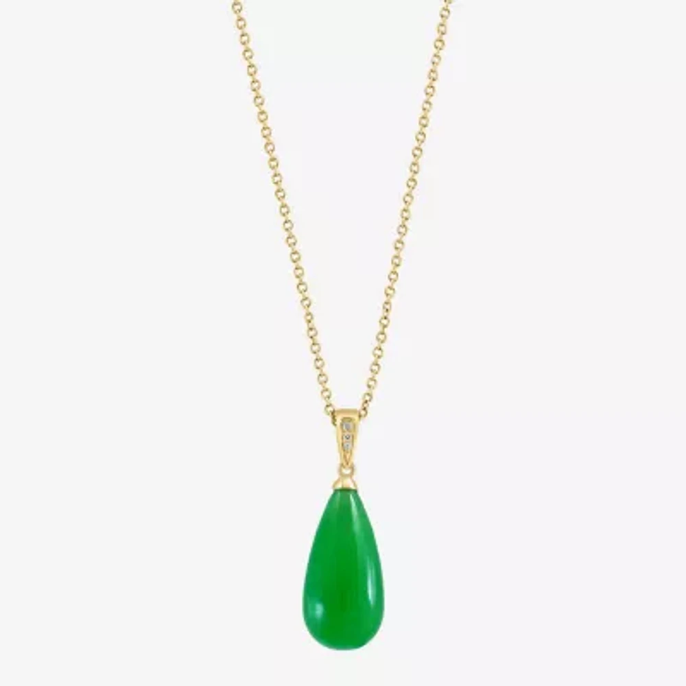 Effy Final Call Womens Diamond Accent Genuine Green Jade 14K Gold Pendant Necklaces