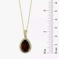 Effy Final Call Womens 1/3 CT. T.W. Genuine Red Garnet 14K Gold Pear Pendant Necklace