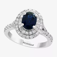 Effy Final Call Womens 3/4 CT. T.W. Genuine Blue Sapphire 14K White Gold Oval Cocktail Ring