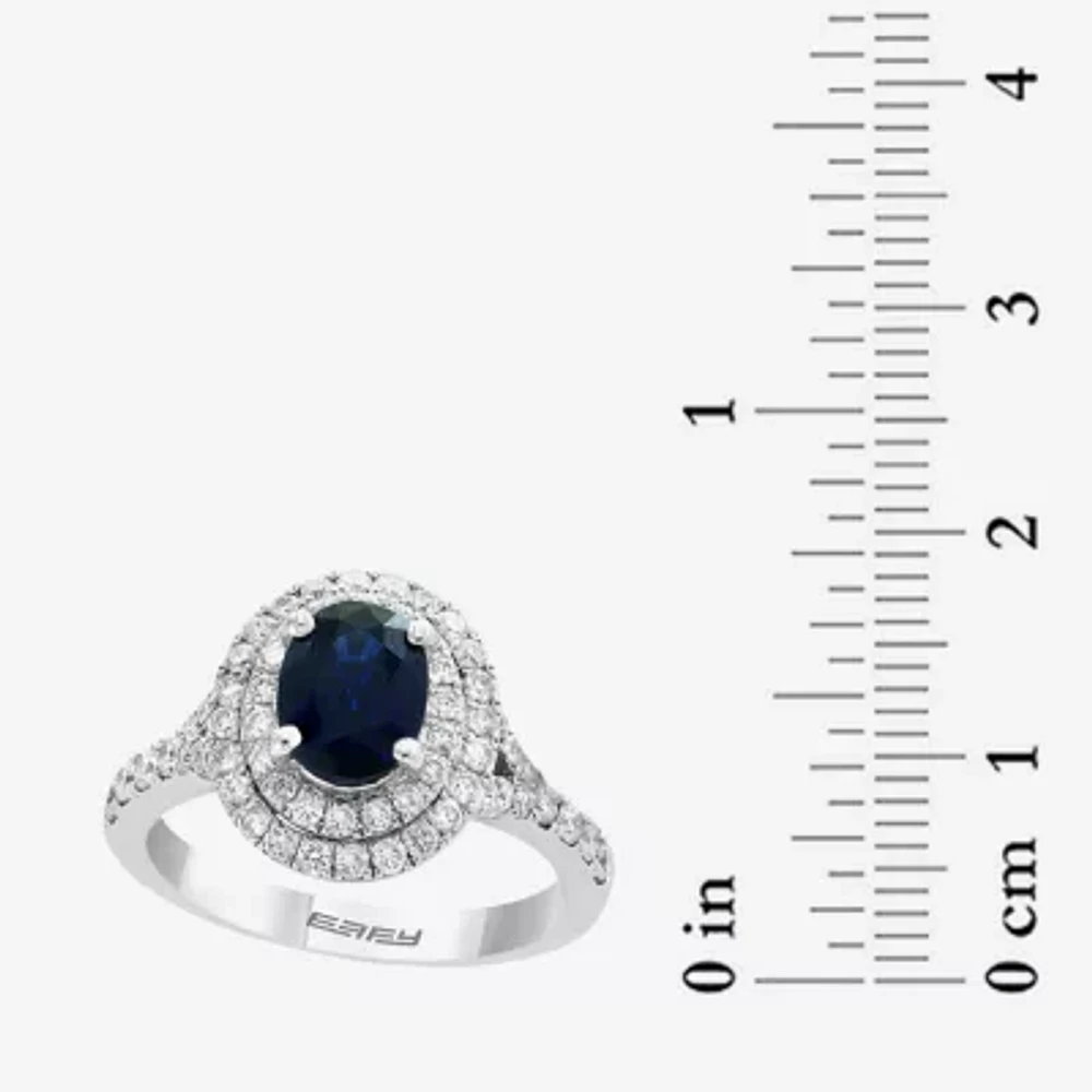 Effy Final Call Womens 3/4 CT. T.W. Genuine Blue Sapphire 14K White Gold Oval Cocktail Ring