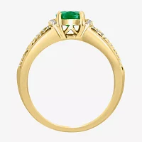 Effy Final Call Womens 1/8 CT. T.W. Genuine Green Emerald 14K Gold Oval Cocktail Ring