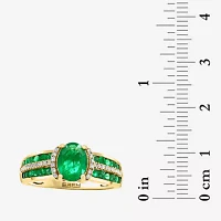 Effy Final Call Womens 1/8 CT. T.W. Genuine Green Emerald 14K Gold Oval Cocktail Ring