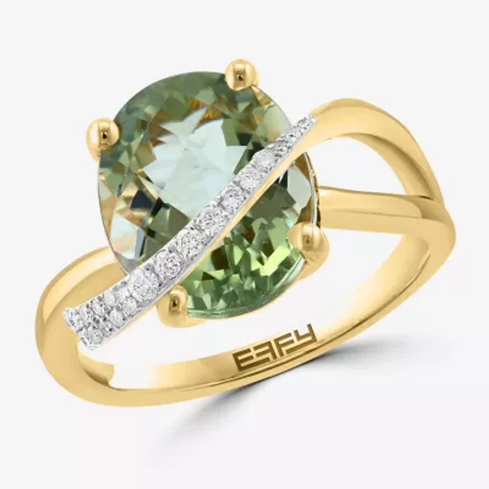 Effy Final Call Womens 1/7 CT. T.W. Genuine Green Amethyst 14K Gold Oval Cocktail Ring