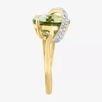 Effy Final Call Womens 1/7 CT. T.W. Genuine Green Amethyst 14K Gold Oval Cocktail Ring