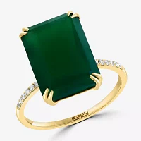 Effy Final Call Womens Diamond Accent Genuine Green Onyx 14K Gold Cocktail Ring