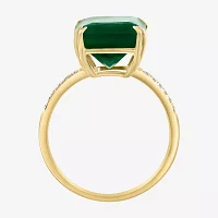 Effy Final Call Womens Diamond Accent Genuine Green Onyx 14K Gold Cocktail Ring