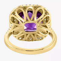 Effy Final Call Womens 3/4 CT. T.W. Genuine Purple Amethyst 14K Gold Cushion Cocktail Ring