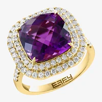 Effy Final Call Womens 3/4 CT. T.W. Genuine Purple Amethyst 14K Gold Cushion Cocktail Ring