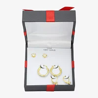 White Cubic Zirconia 10K Gold Round 3 Pair Earring Set