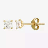 White Cubic Zirconia 10K Gold Round Square 5 Pair Earring Set