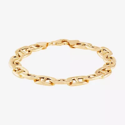 18K Gold Over Silver 9 Inch Semisolid Mariner Chain Bracelet