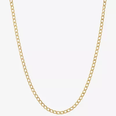 14K Gold 16 Inch Hollow Curb Chain Necklace