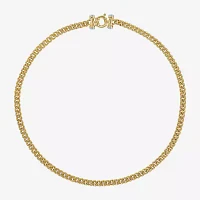 14K Two Tone Gold 18 Inch Solid Curb Chain Necklace