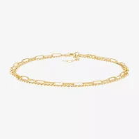 10K Gold 10 Inch Solid Paperclip Ankle Bracelet